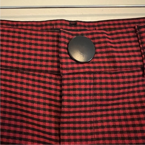 4/$25 Zara Women Red Skinny Pant Glen Plaid Check Large Stretch Casual Retro Y2K - Picture 4 of 15